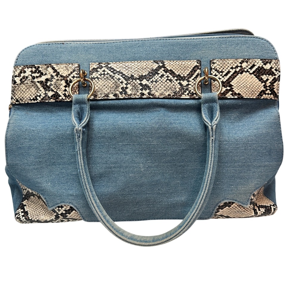 Cato Handbag Blue Jean Faux Snake Skin FLAWED Animal Print Denim Western